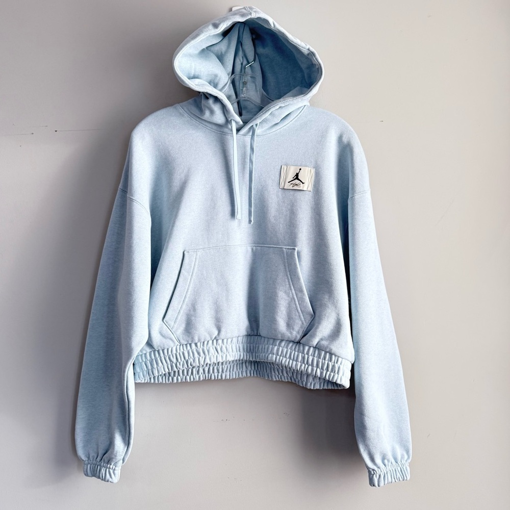Jordan Essentials Fleece Hoodie in the Celestine Blue XS Cropped Boxy DD6998-438 - Picture 8 of 16